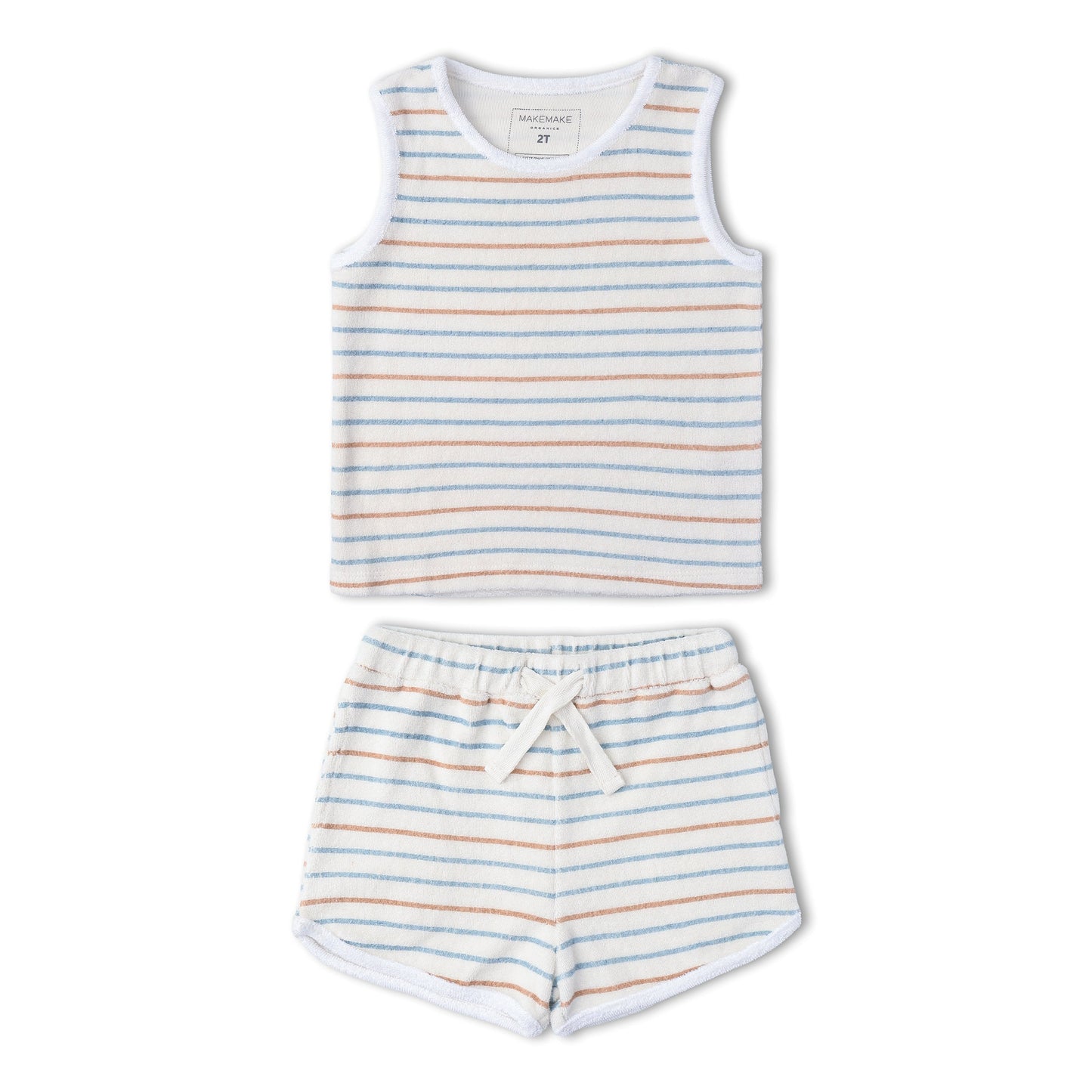Organic Sleeveless Tee & Shorts Set - Cabana Stripes
