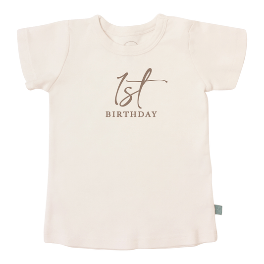 graphic tee | 1st birthday milestone taupe