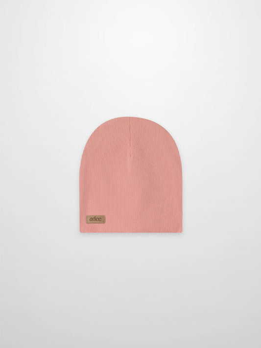 Thin Ribbed Beanie-Light Pink