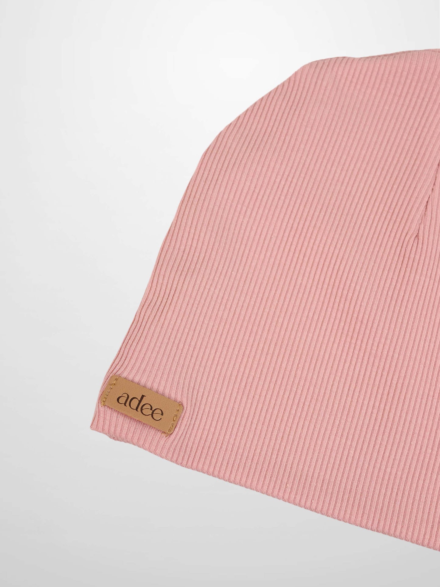 Thin Ribbed Beanie-Light Pink