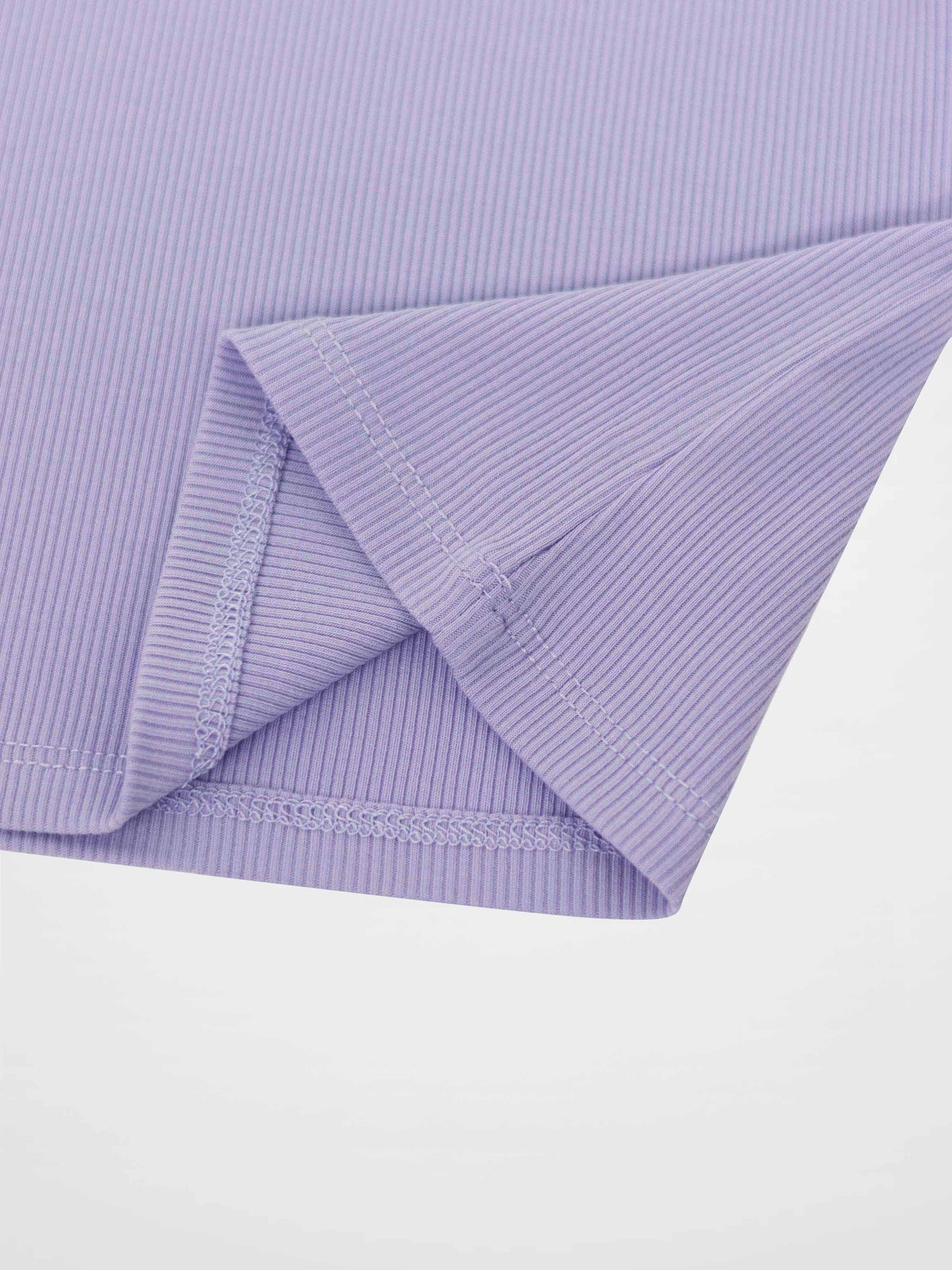 Ribbed Short Puff Sleeve T-shirt & Shorts Set - Lavender