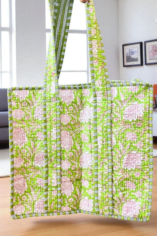 SC - Garden Party Green Floral Tote Bag