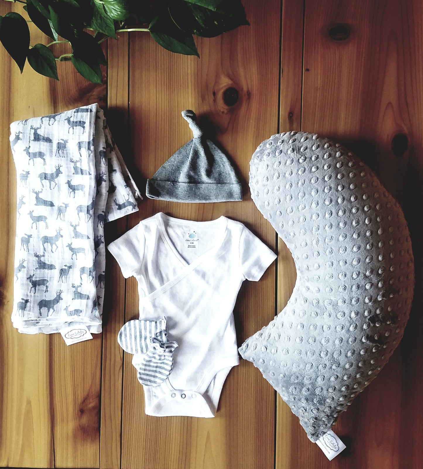 Travel Nursing Pillow - Sage Dot Pattern - Portable Baby Pillow