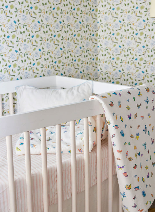 Pink & White Striped Crib Sheet