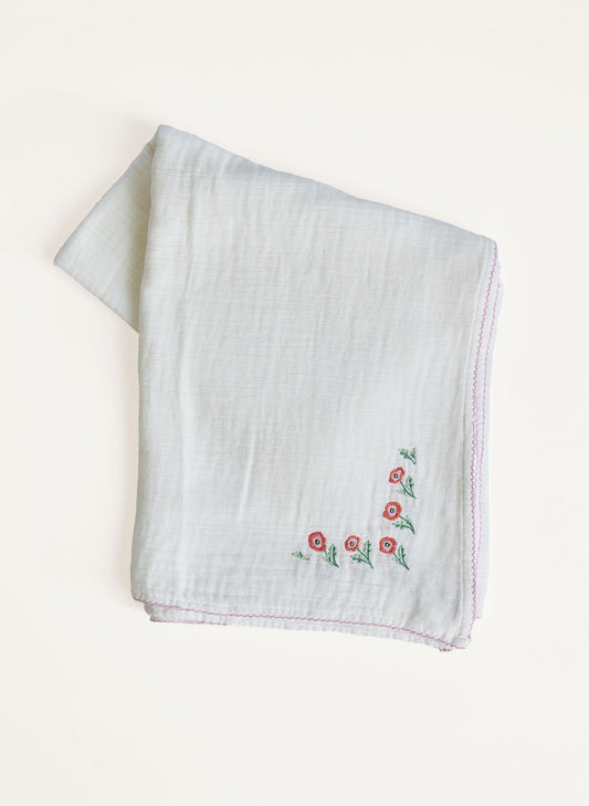 Poppy Embroidered Shawl Blanket