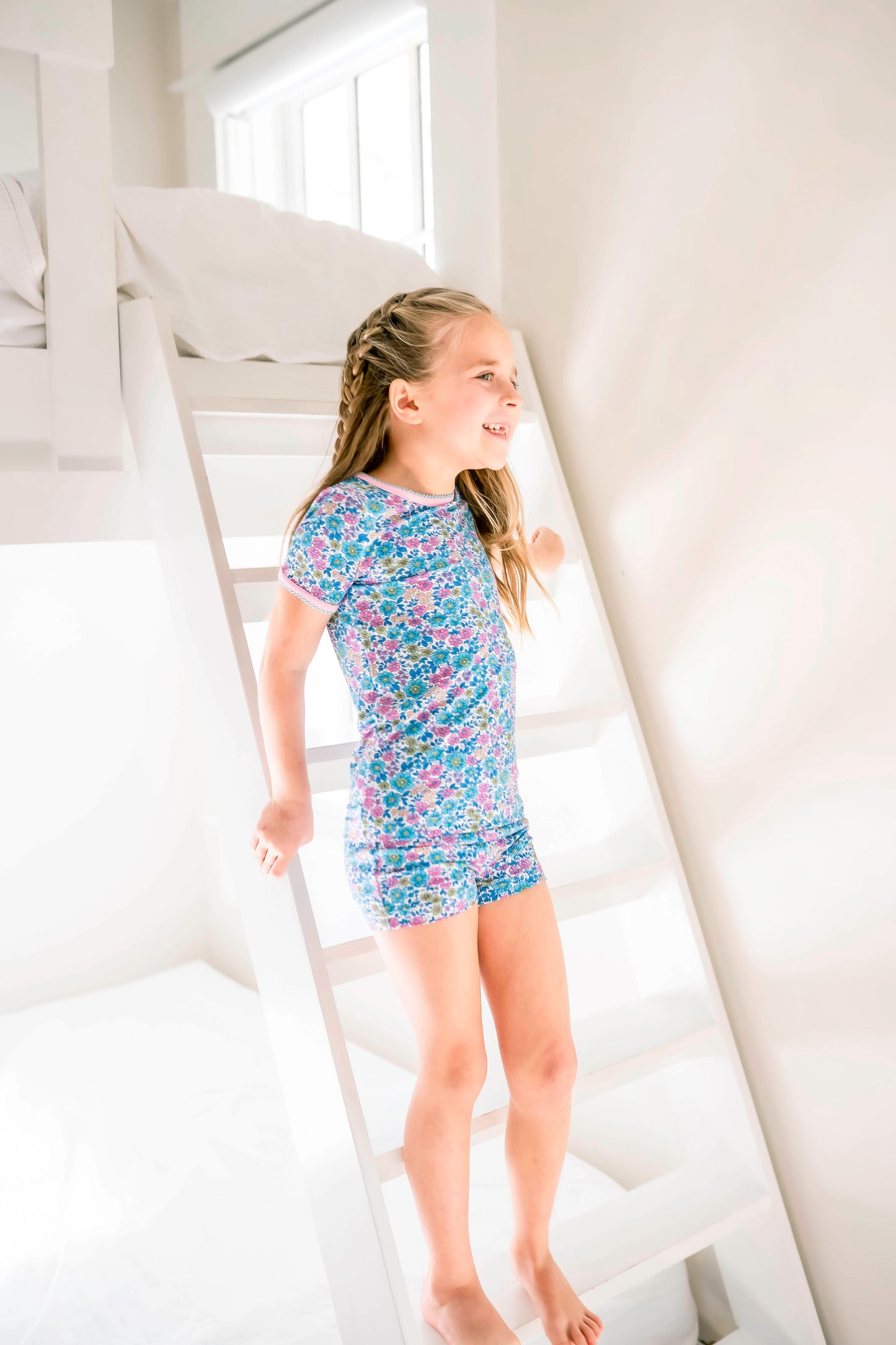 Retro Floral Shirt and Short Pajama Set