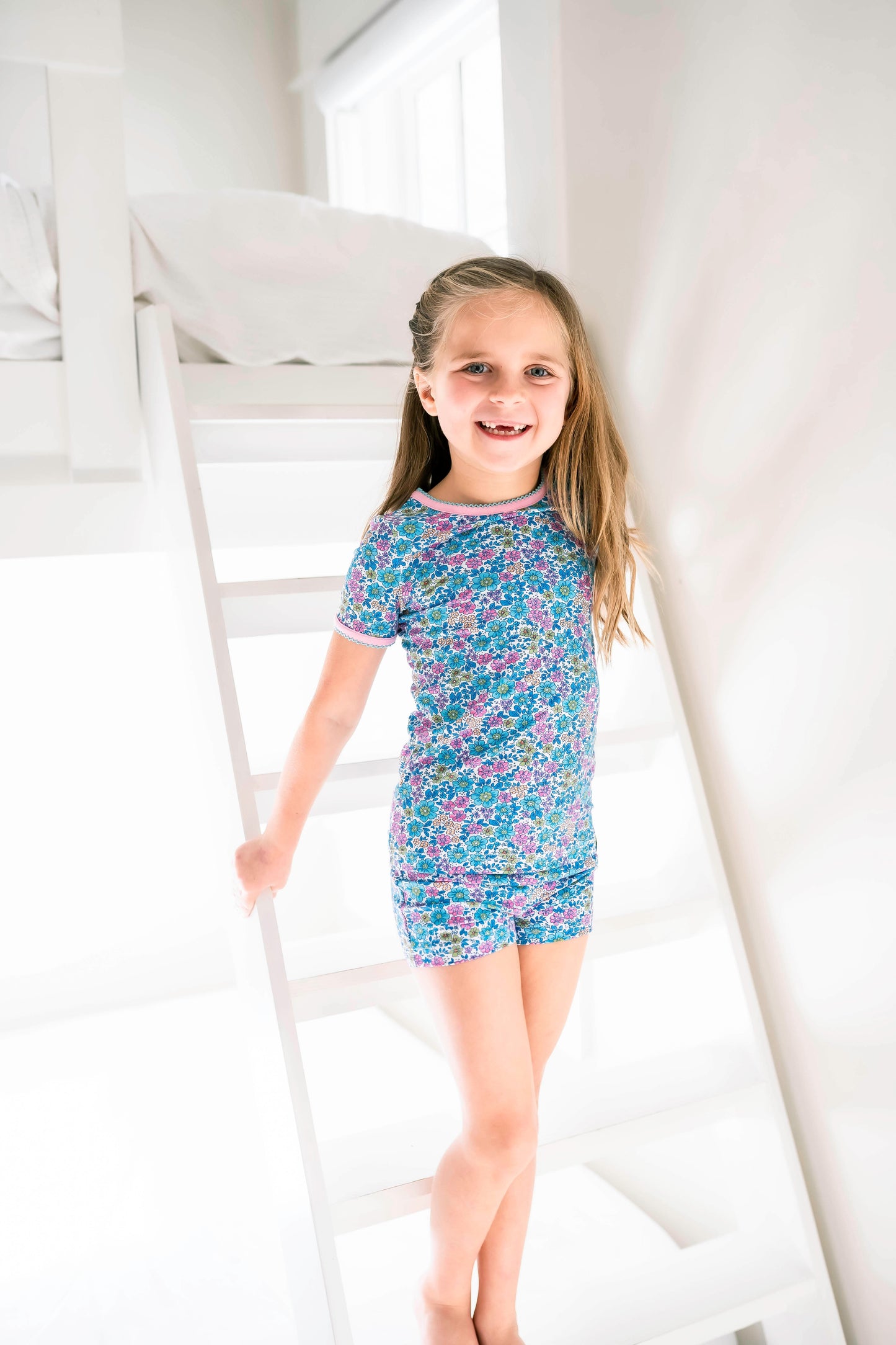 Retro Floral Shirt and Short Pajama Set