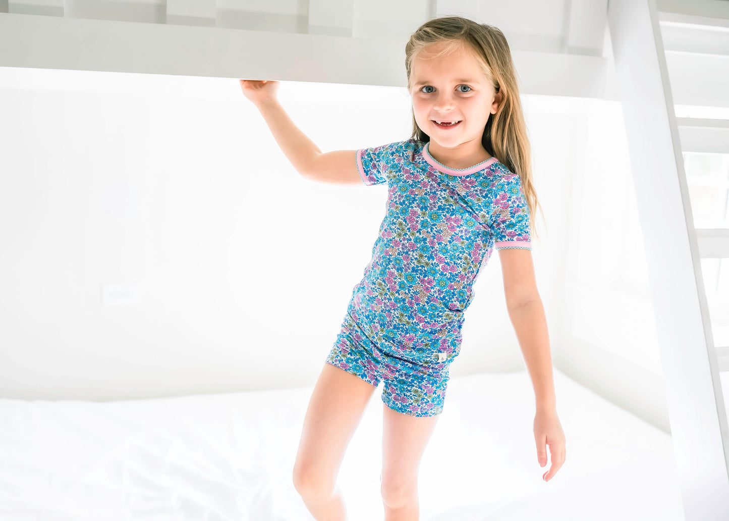 Retro Floral Shirt and Short Pajama Set