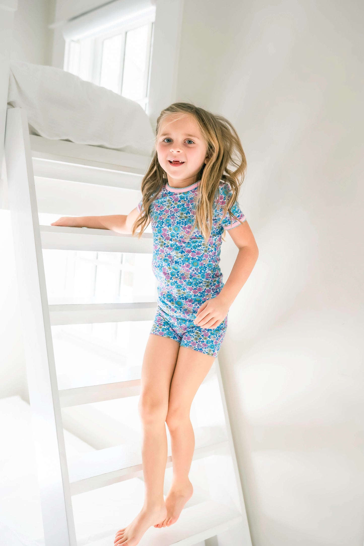 Retro Floral Shirt and Short Pajama Set