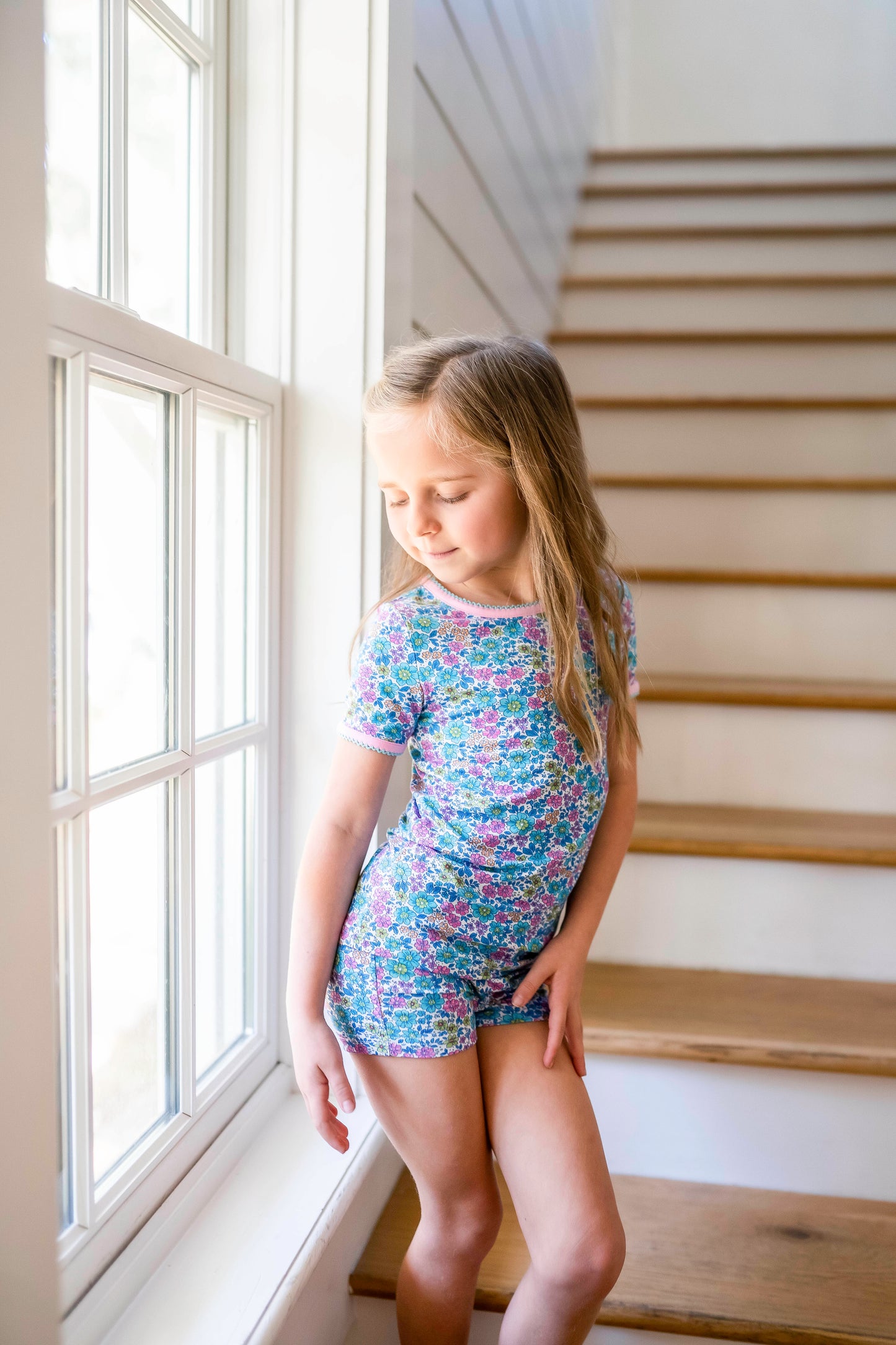 Retro Floral Shirt and Short Pajama Set