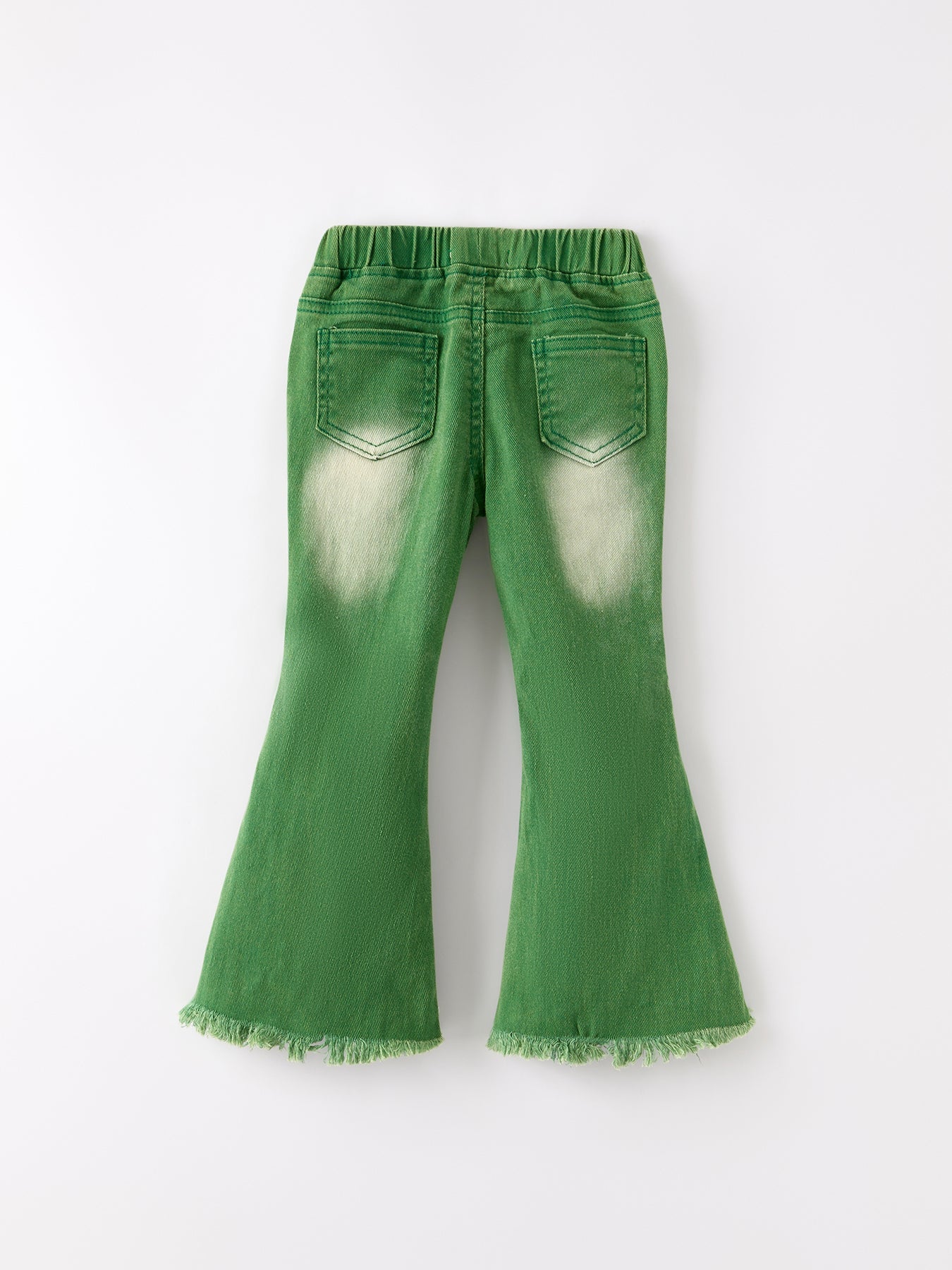 Green Flared Elastic Jeans