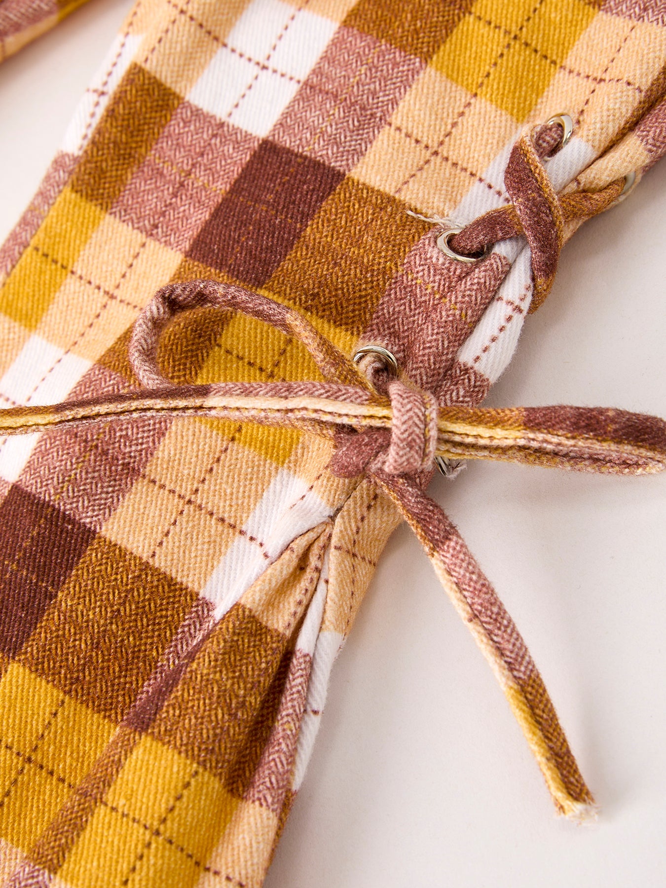 Fall Thanksgiving Brown Plaid Bow Trousers