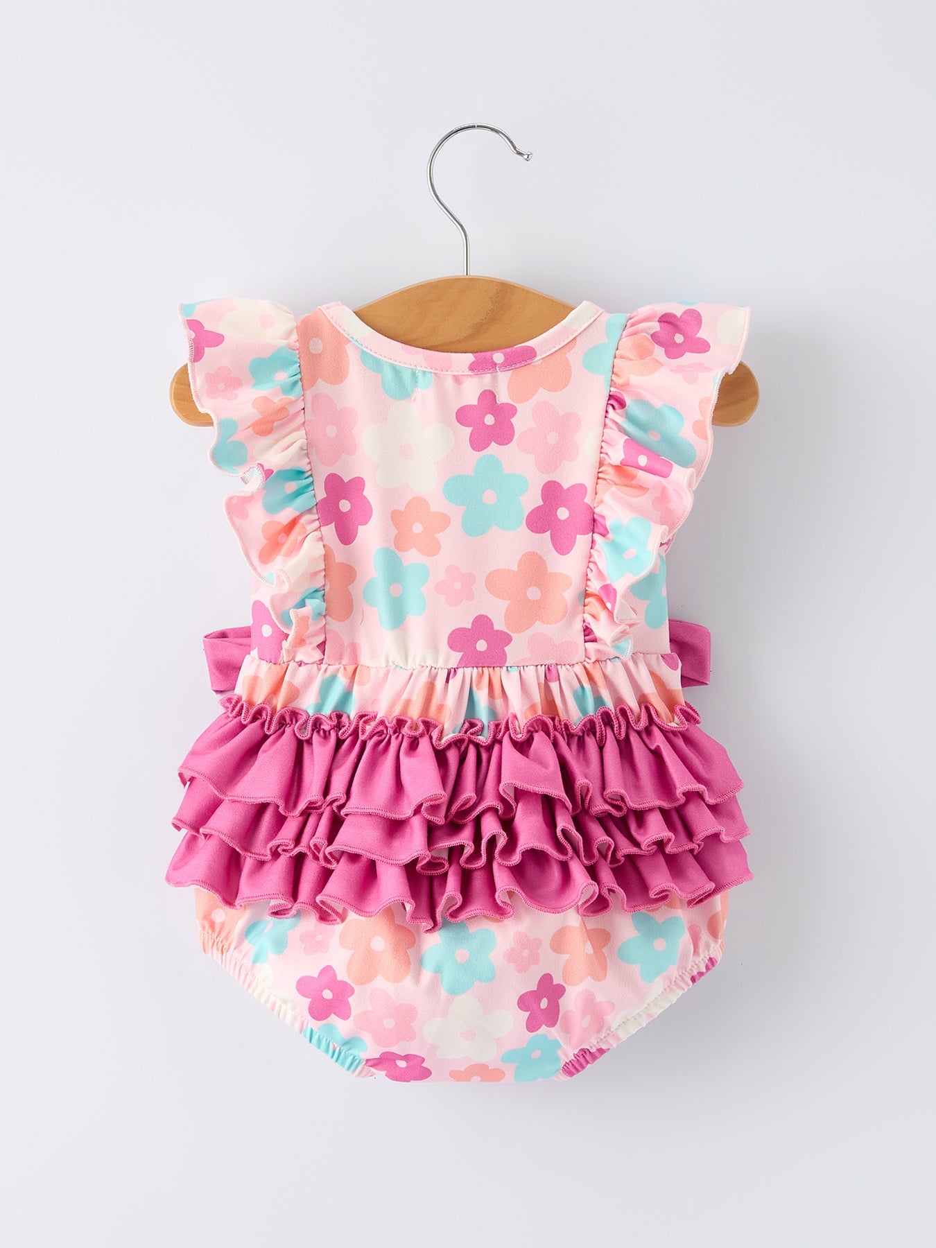 Colorful Floral Ruffle Baby Girls Romper