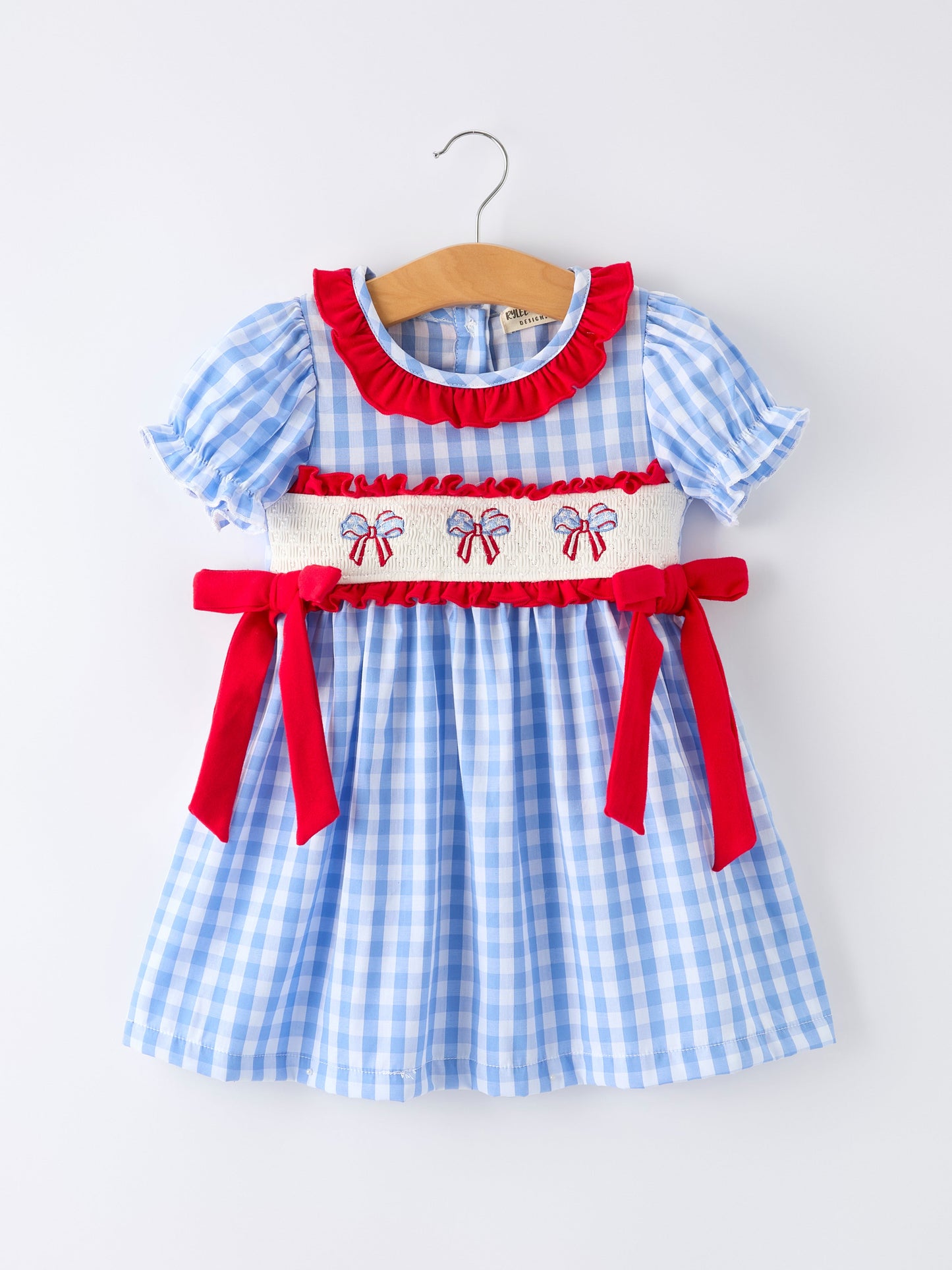 4th of July Plaid Girls Smocked Toddler Girl Dress