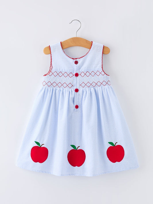 Girls Back To School Apple Twirl Dress Smocked