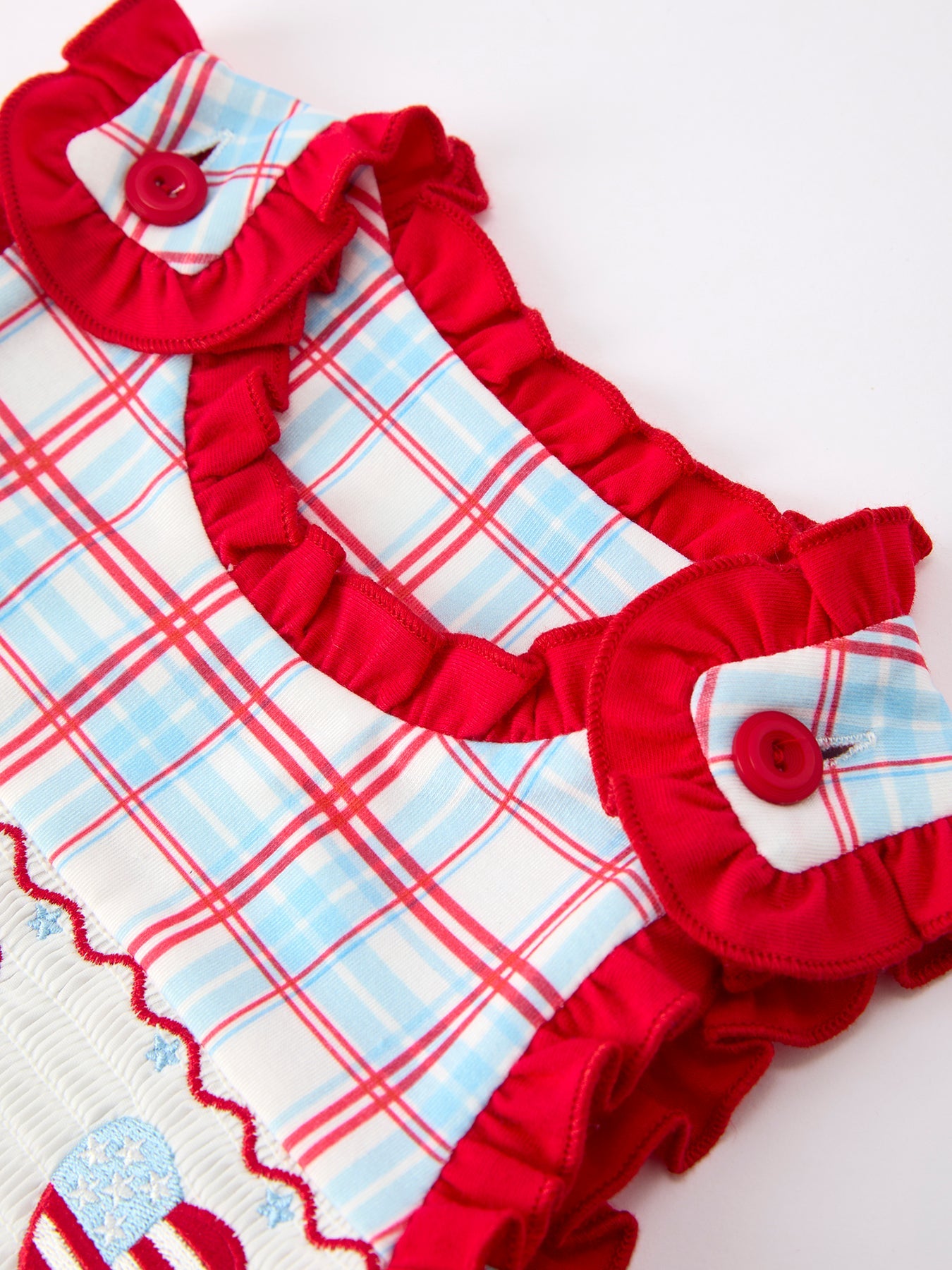 4th of July Plaid Flag Heart Girl Dress With Bow