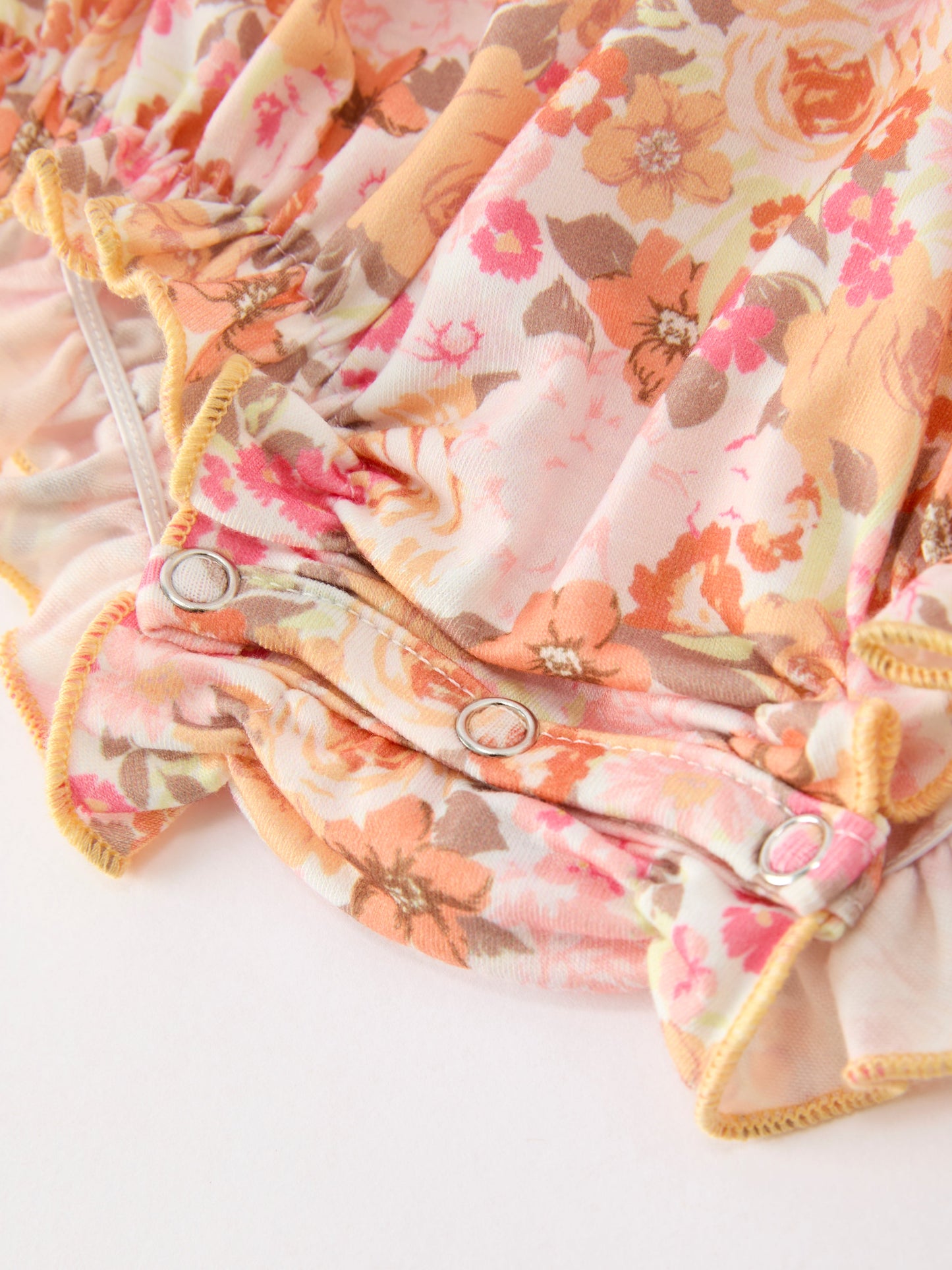 Peach Bow Smocked Floral Baby Bubble