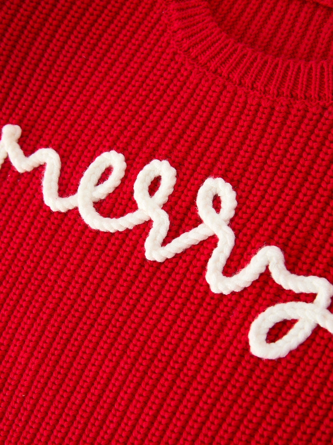 Red Christmas Girls “merry” Pullover Sweater