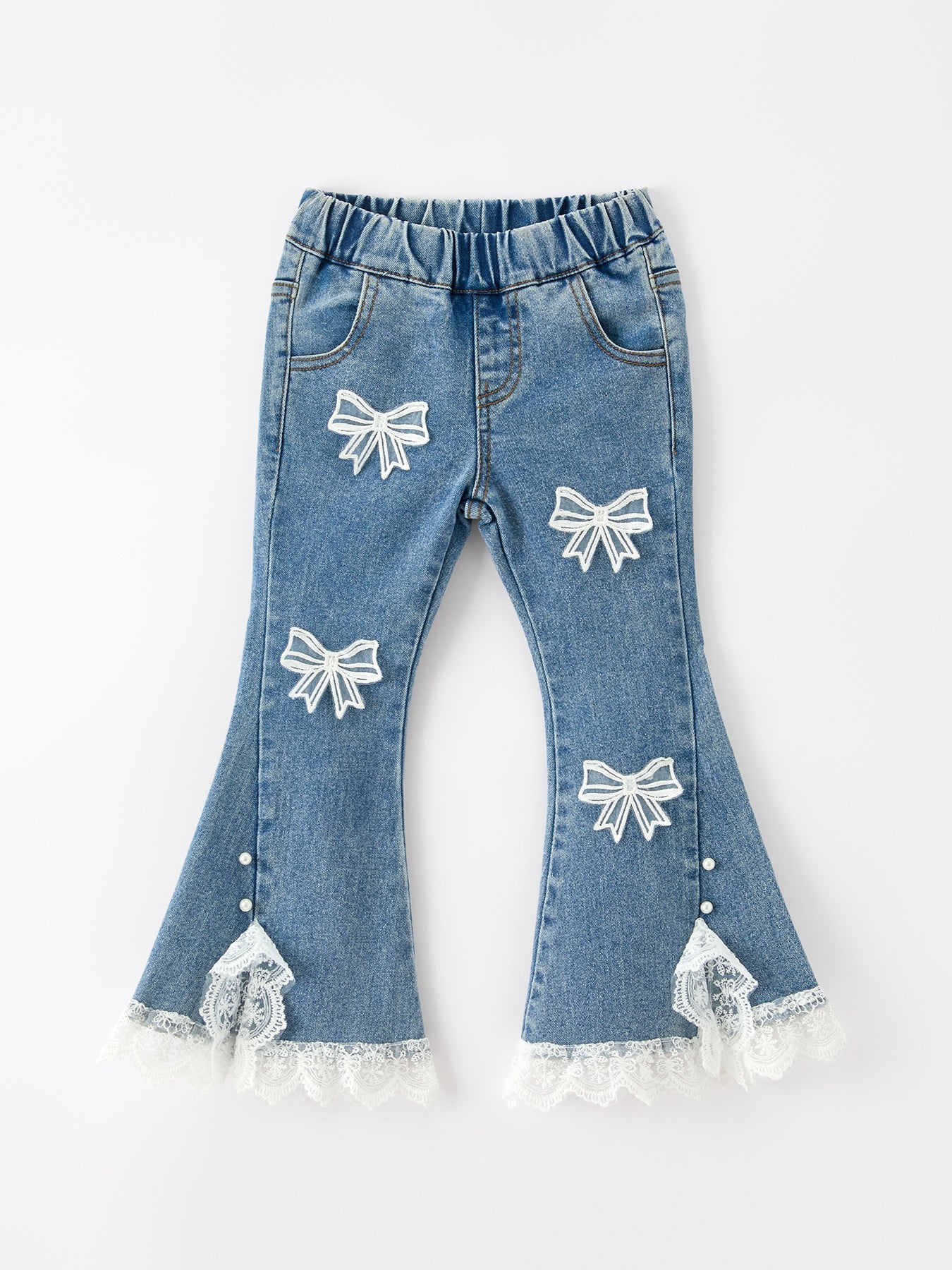 Bow Lace Girls Flare Jeans