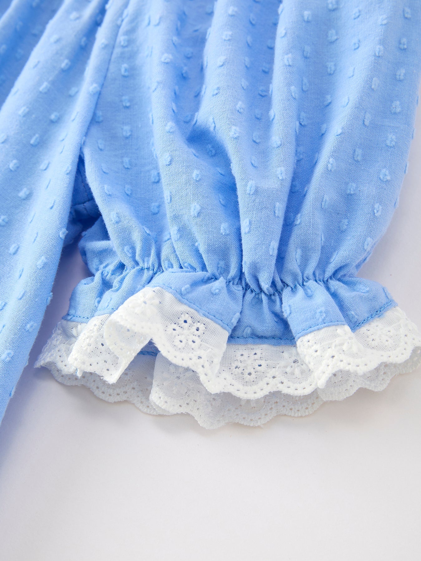 Blue Fall Thanksgiving&Halloween Pumpkin Smock Embroidery Lace Baby Girl Dress