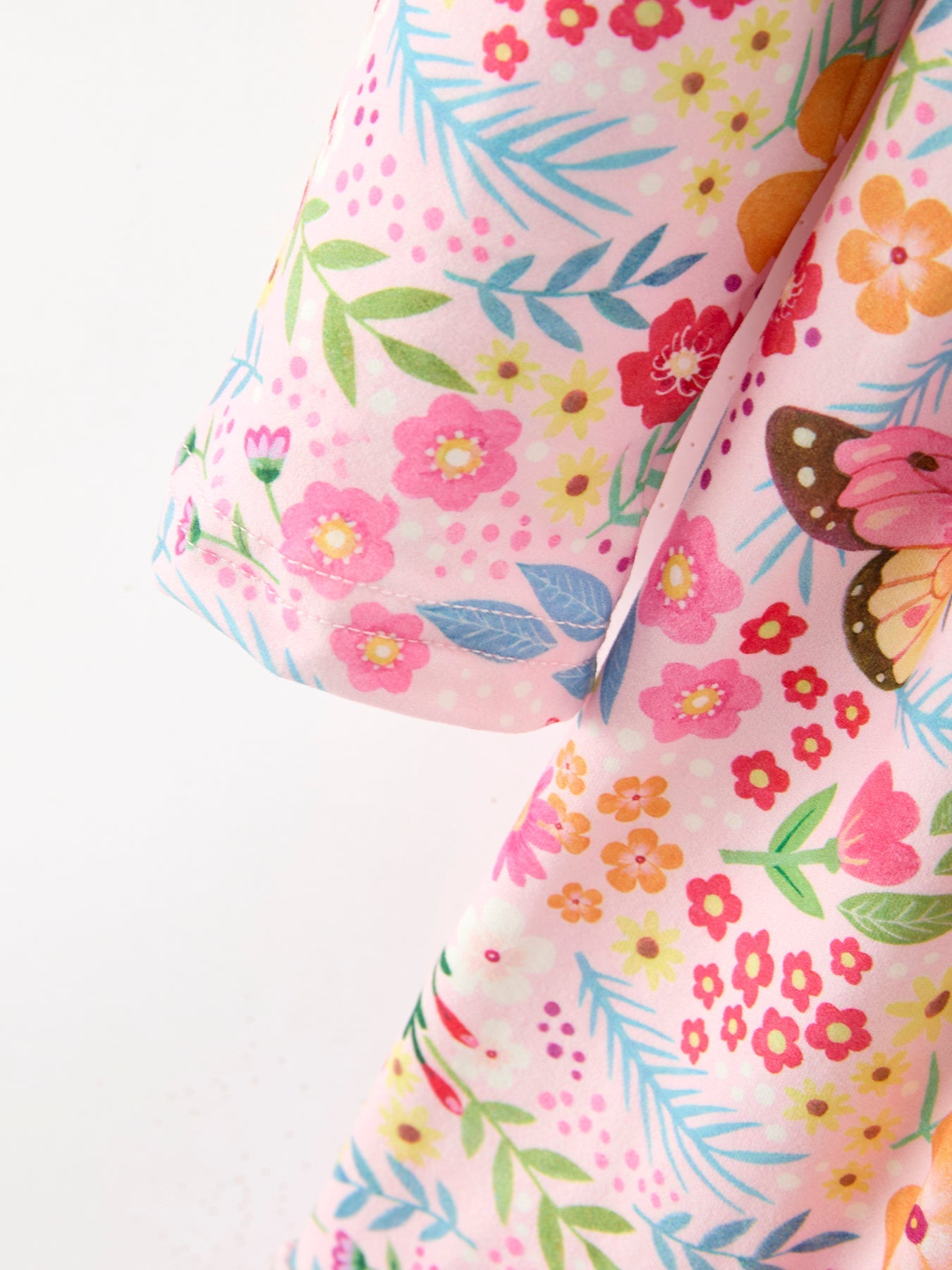 Fall Butterfly Floral Print Girls Ruffle Hem Twirl Dress