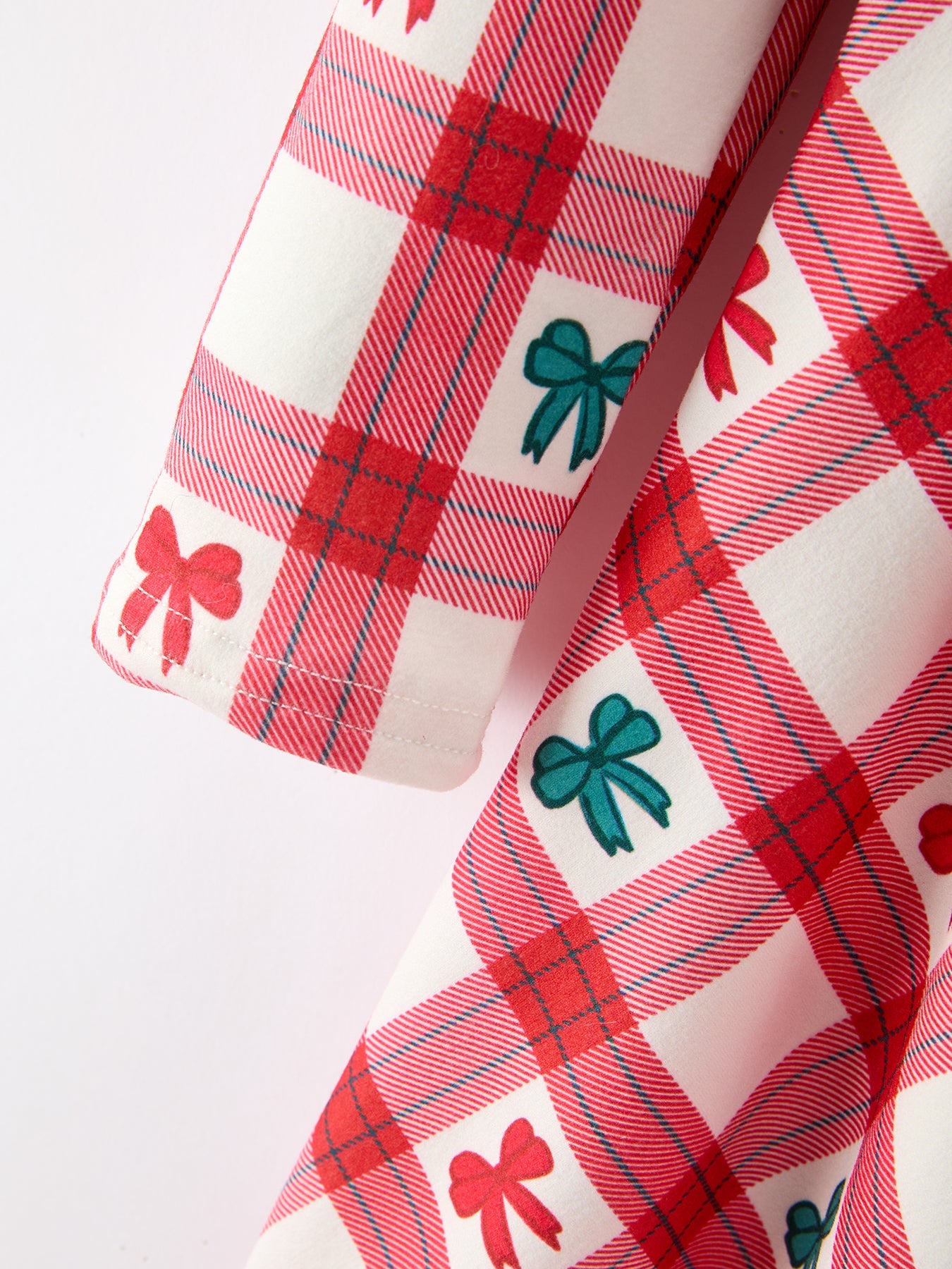Christmas Girls Candy Cane & Bow Plaid Twirl Dress