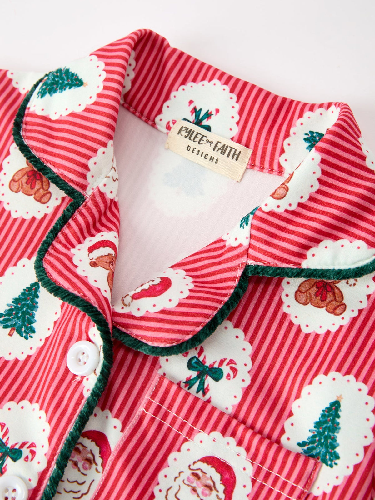 Mommy and Me Christmas Santa Print Pajama Set with Fur Trim