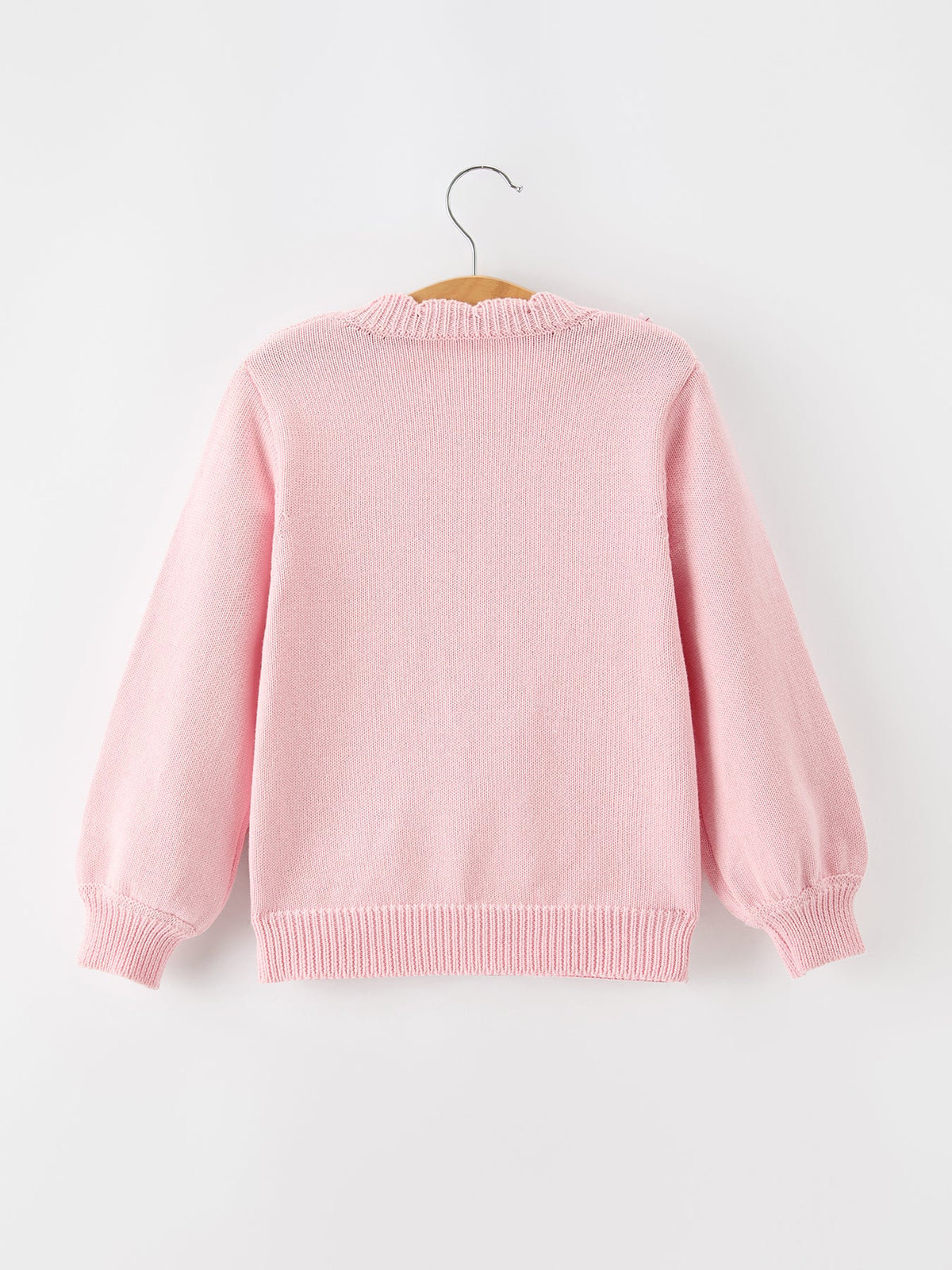 Girls Valentine's Day Pink Heart Lace Knit Cardigan