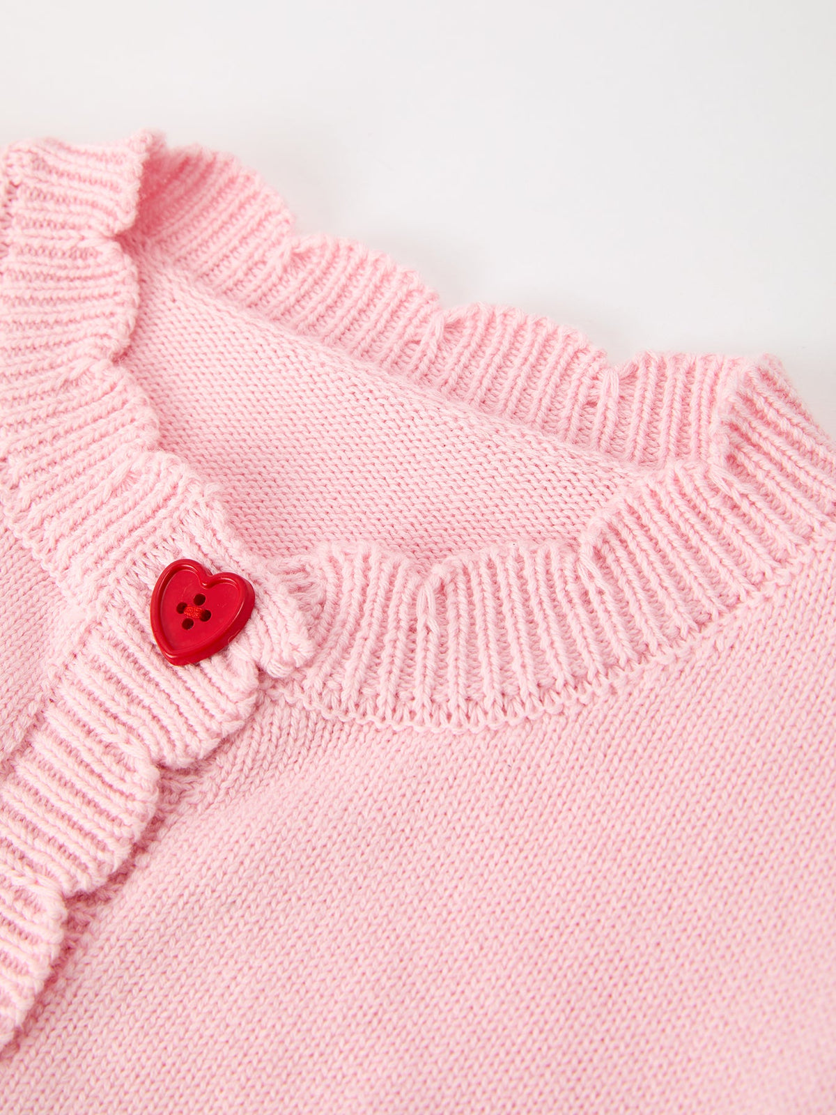 Girls Valentine's Day Pink Heart Lace Knit Cardigan