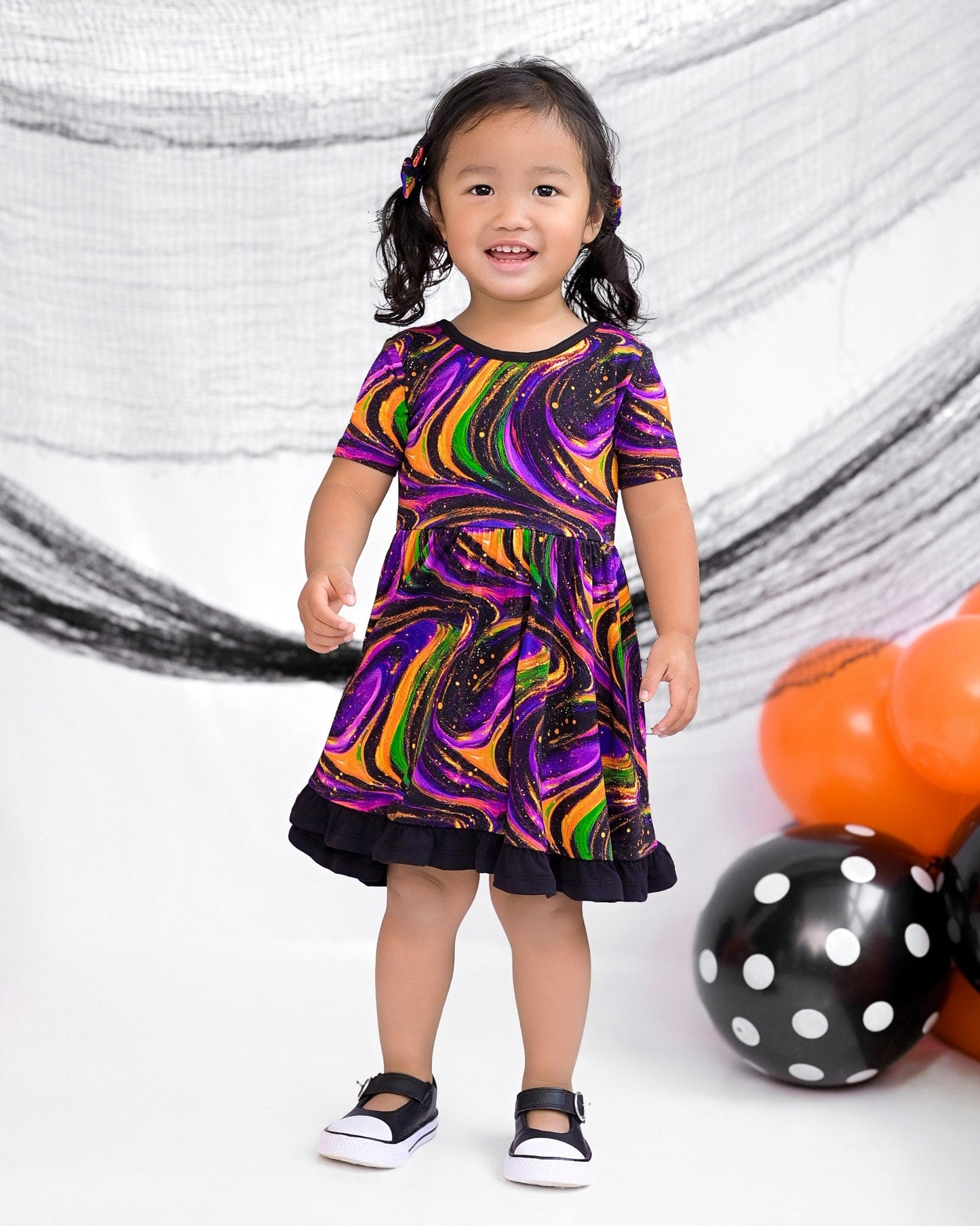 Halloween | Magic Swirls | Bamboo Ruffle Twirl Dress