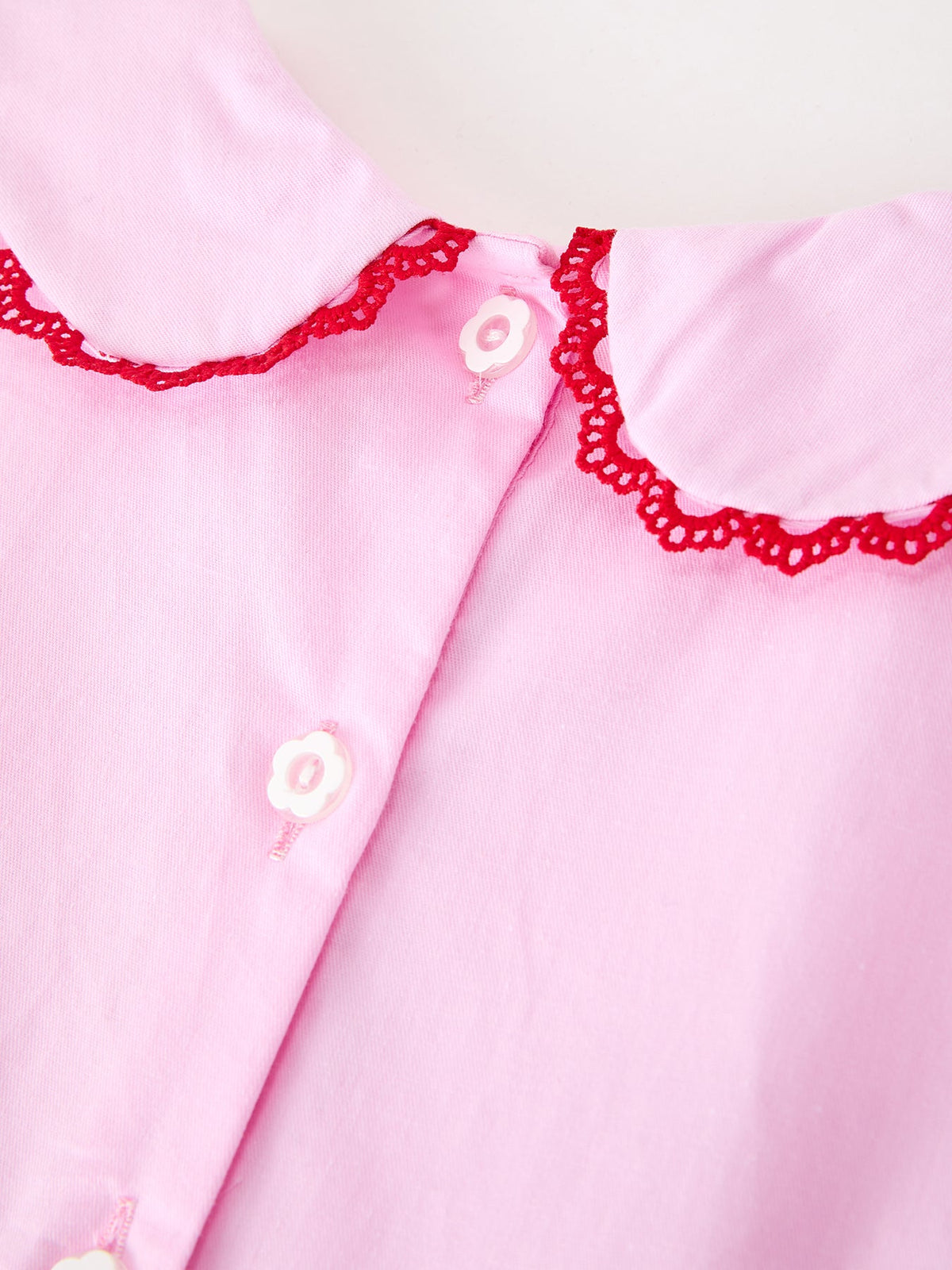 Girls Valentine's Day Pink Heart Embroidered Smocked Dress