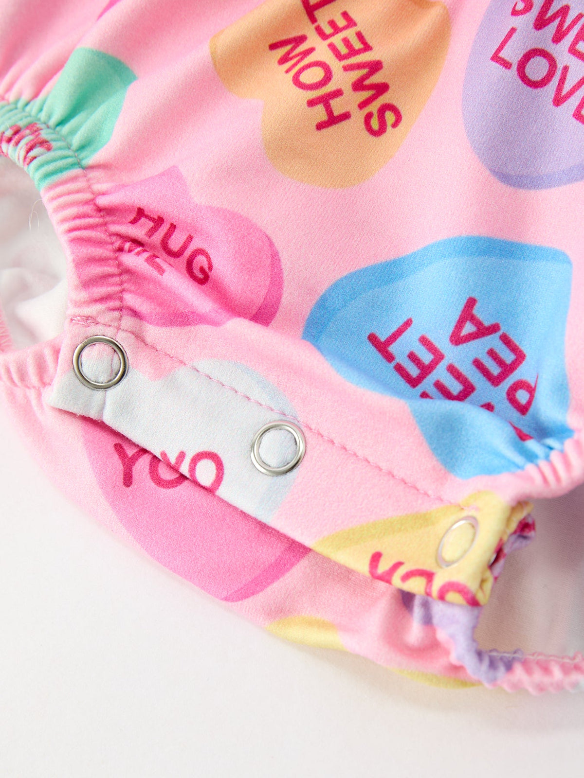 Valentine’s Day Girls Conversation Heart Print Bow Romper