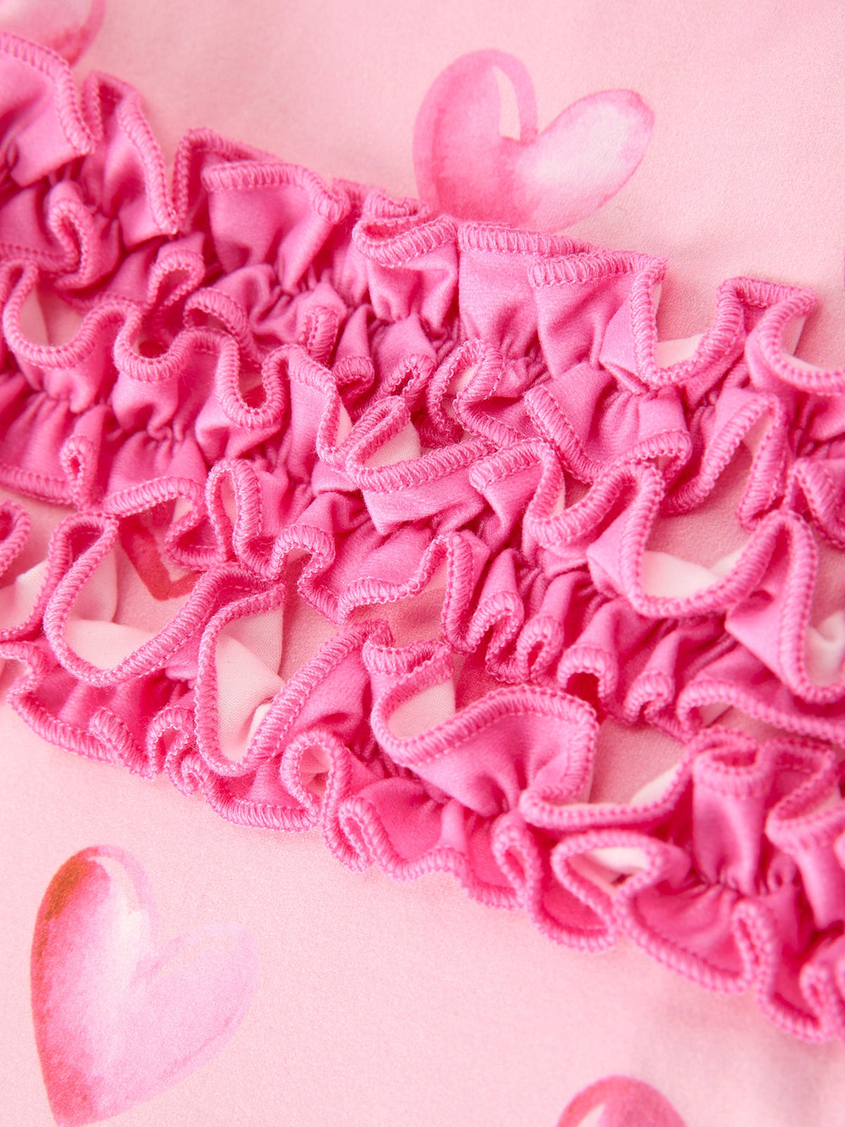 Valentine’s Day Baby Girls Pink Heart Print Ruffle Footed Romper