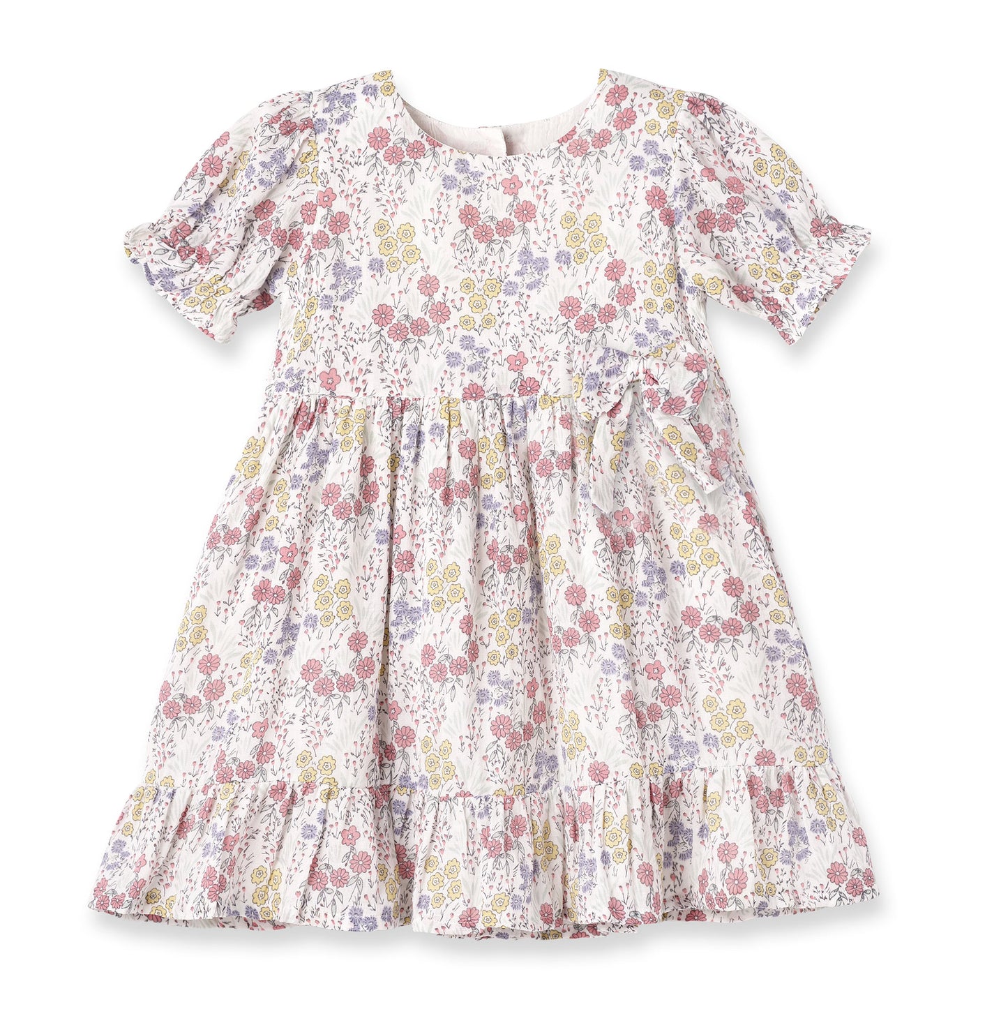 Floral Puff Sleeve Cotton Dress for Girls – Spring & Easter