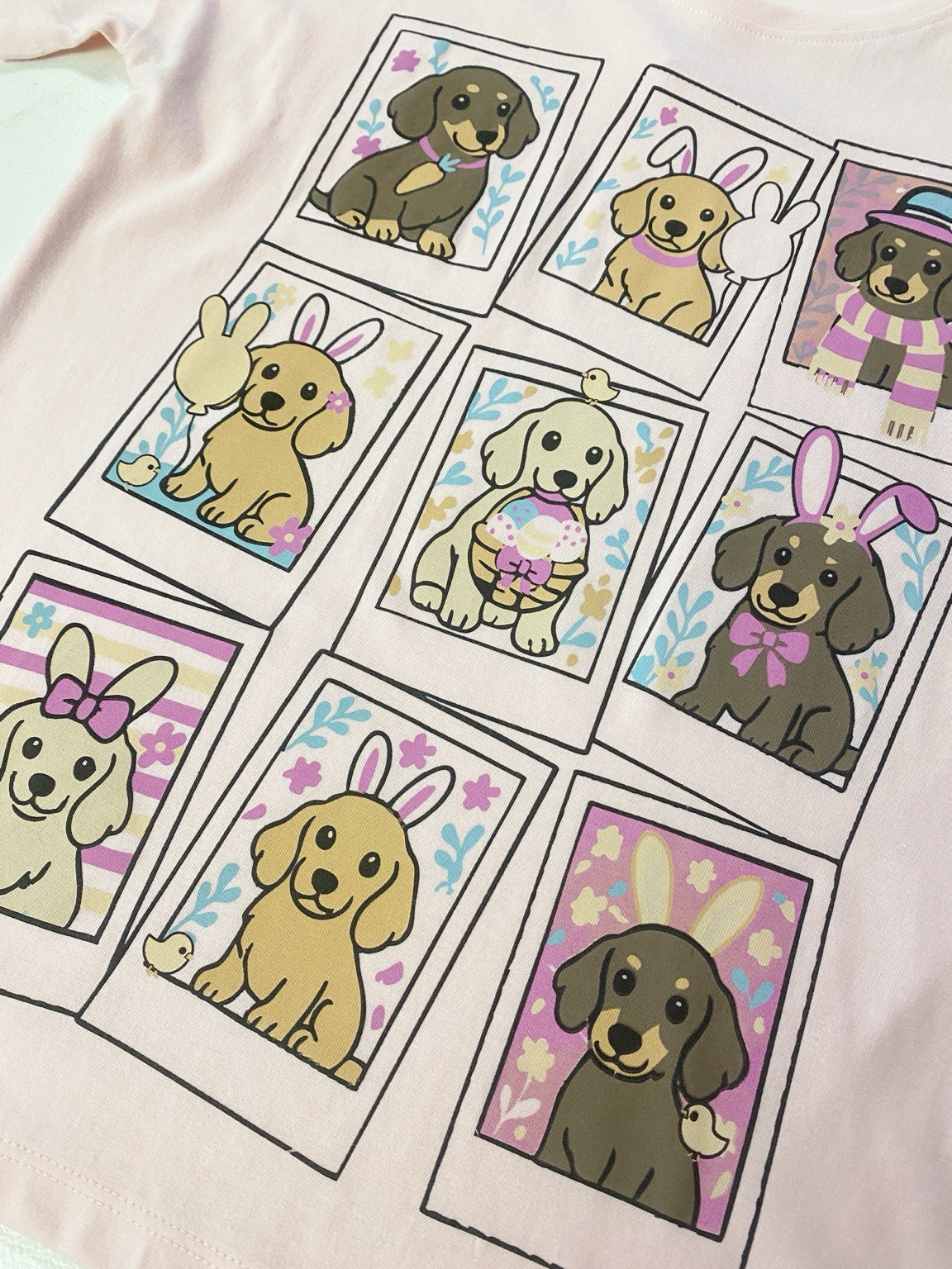 Easter Puppy Photo Grid Tee – Tween Girls