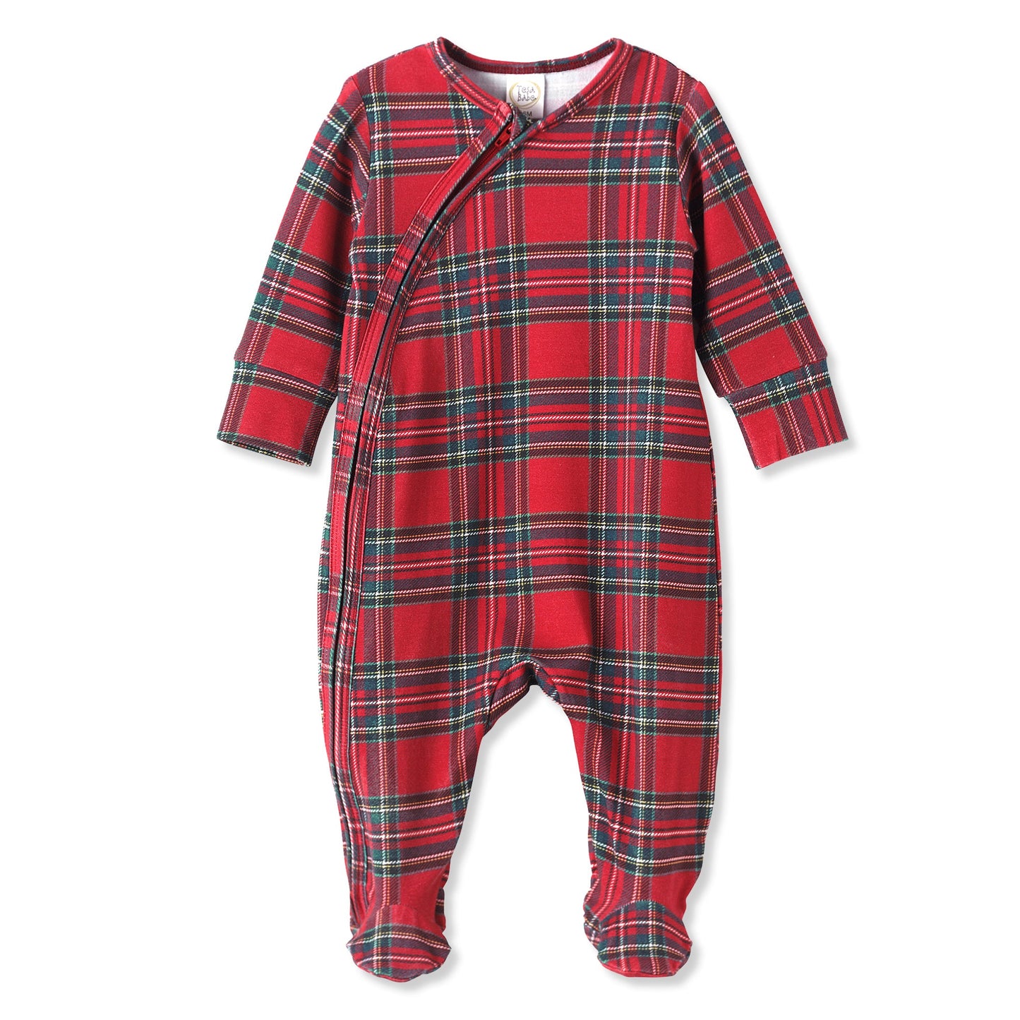 Christmas Bamboo Baby Zipper Romper – Classic Holiday Plaid