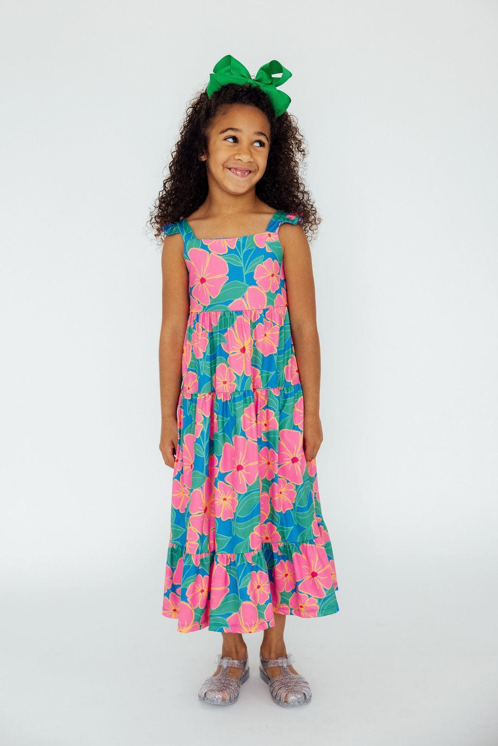 Luau Floral Ruffle Maxi Dress