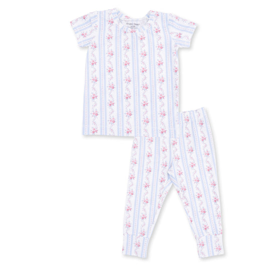 Anna Floral Stripe - Short Sleeve Loungewear Set