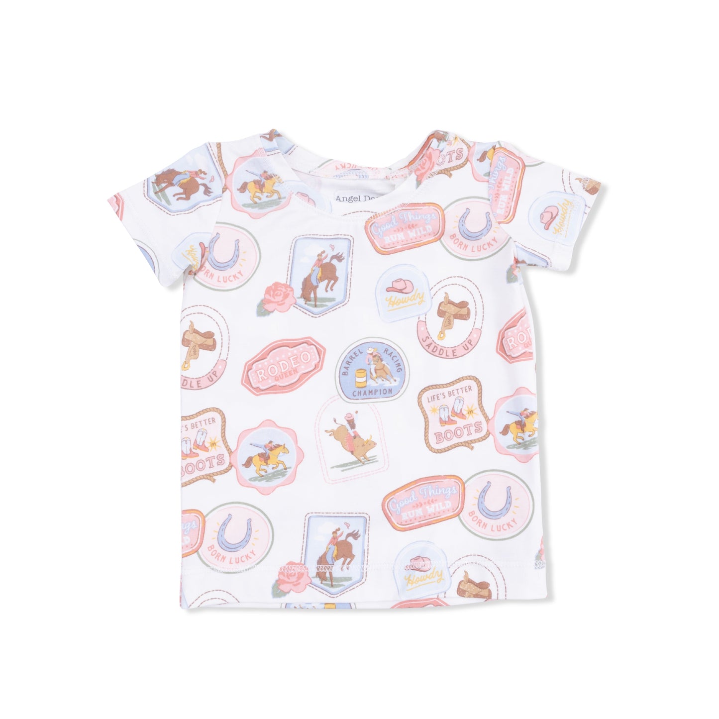 Rodeo Patches Pink - Short Sleeve Loungewear Set