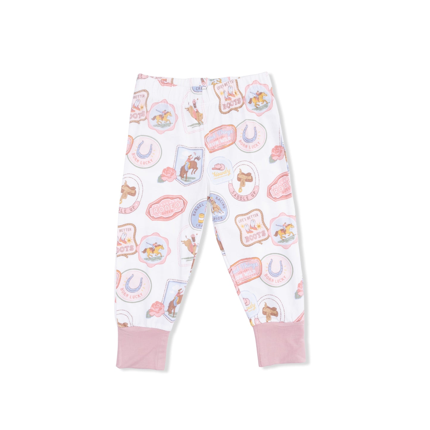 Rodeo Patches Pink - Short Sleeve Loungewear Set