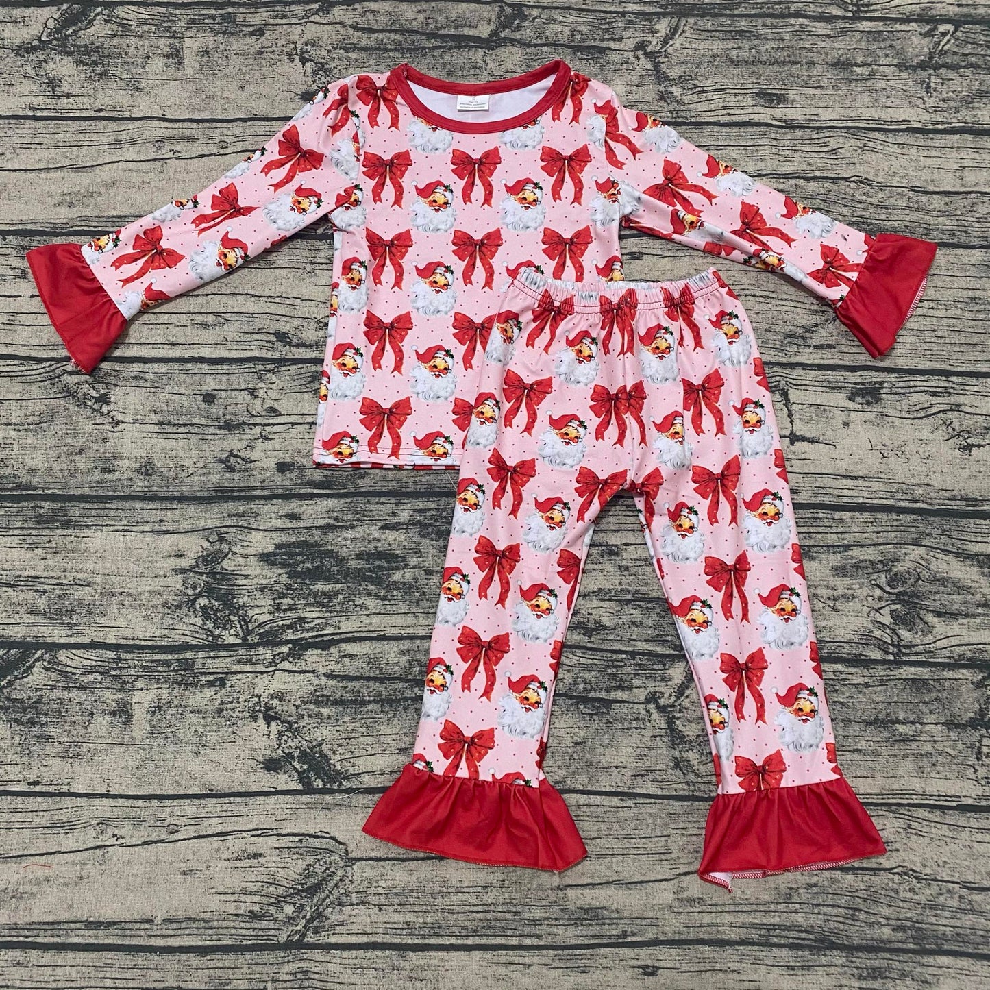 Red Santa Bows pj set