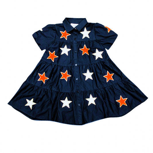 Navy And Orange Star Adult Dress