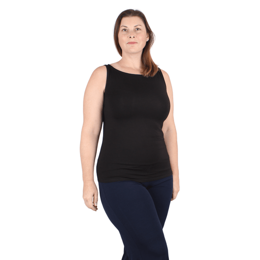 Natural Compact Boat Neck Tank | Black