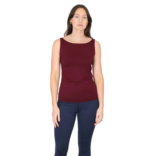 Natural Compact Boat Neck Tank | Burgundy