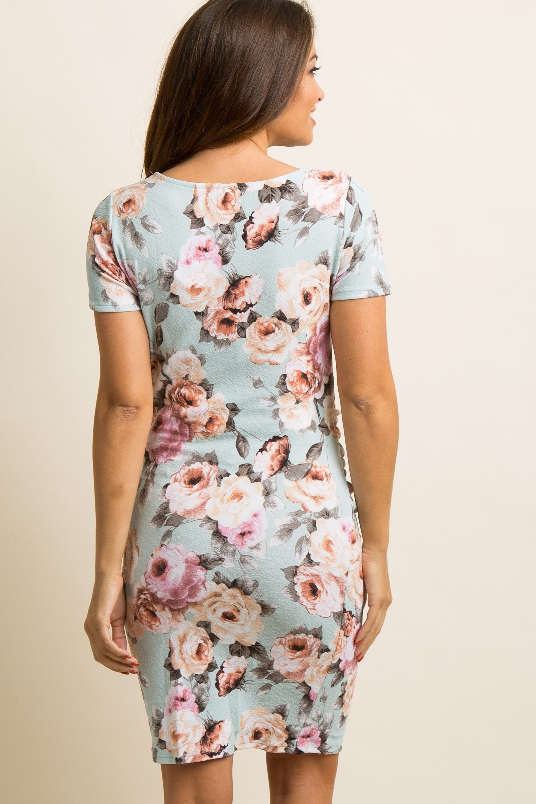 Pinkblush Light Blue Rose Floral Fitted Maternity Dress Pinkblush Light Blue Rose Floral Fitted Maternity Dress