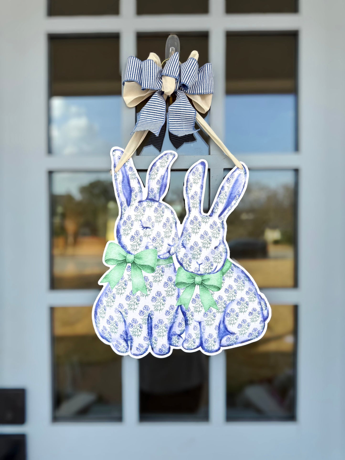Blue and Blush Bunny Door Hanger