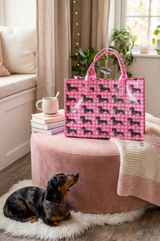 SC - ETA 8/24-9/7 The Chloe Pink Gingham Vinyl Tote Bag