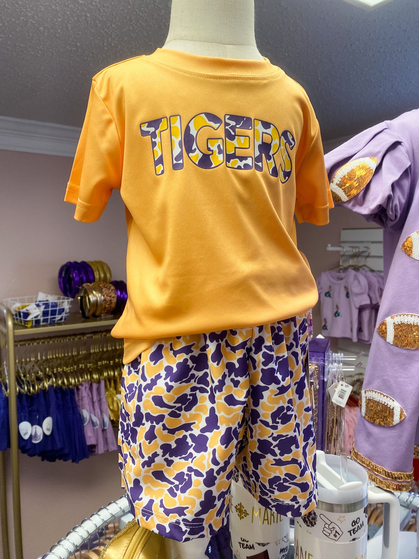 Tigers Camo on Gold Drifit Game Day Tee – Boys’ Athletic T-Shirt