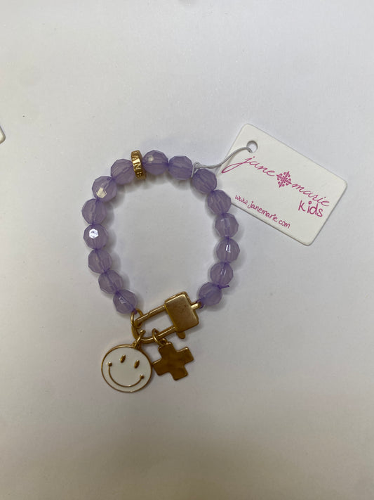 Purple Smiley Cross Bracelet