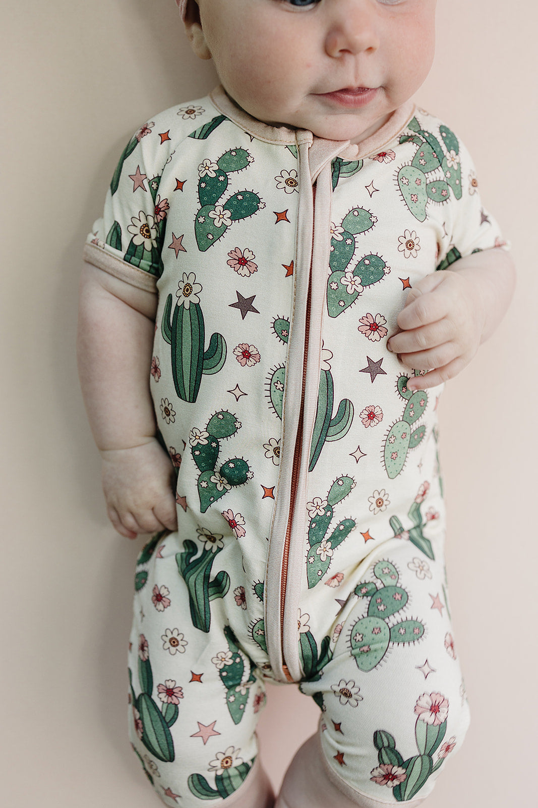 Bamboo Shorty Romper | Cactus Flowers